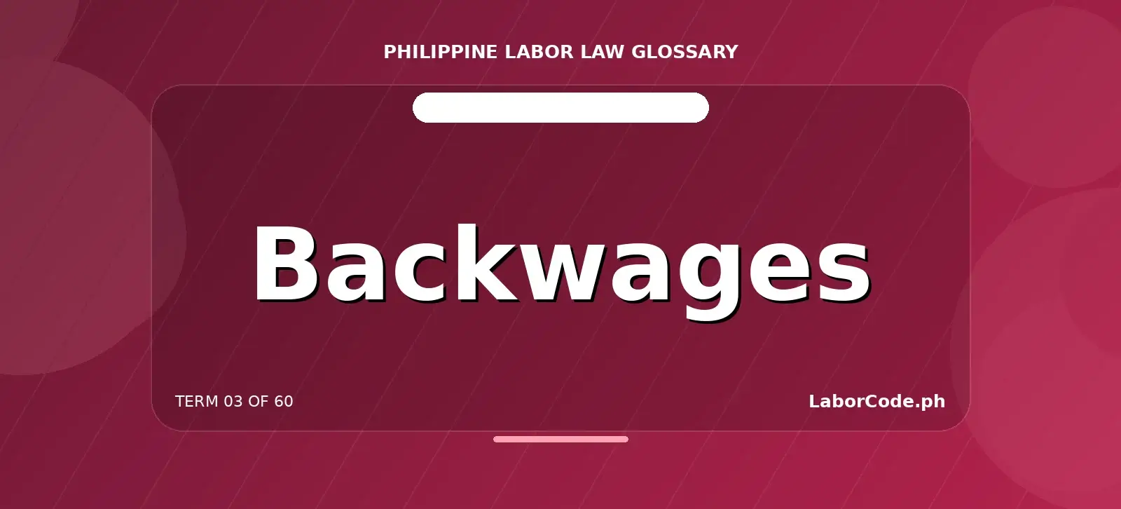 Featured graphic for Backwages in the LaborCode.ph Philippine labor law glossary.