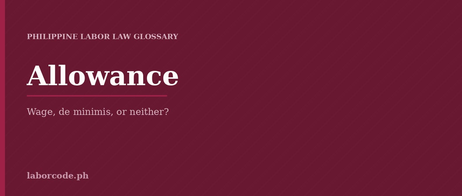 Featured graphic for Allowance in the LaborCode.ph Philippine labor law glossary.