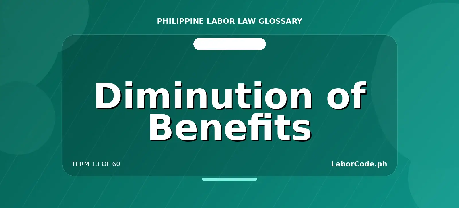 Featured graphic for Diminution of Benefits in the LaborCode.ph Philippine labor law glossary.