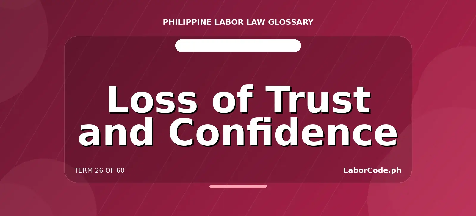 Featured graphic for Loss of Trust and Confidence in the LaborCode.ph Philippine labor law glossary.