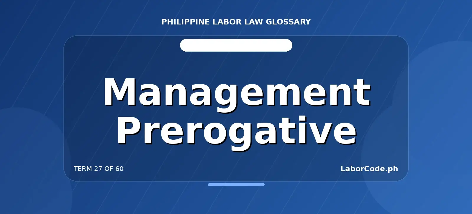 Featured graphic for Management Prerogative in the LaborCode.ph Philippine labor law glossary.