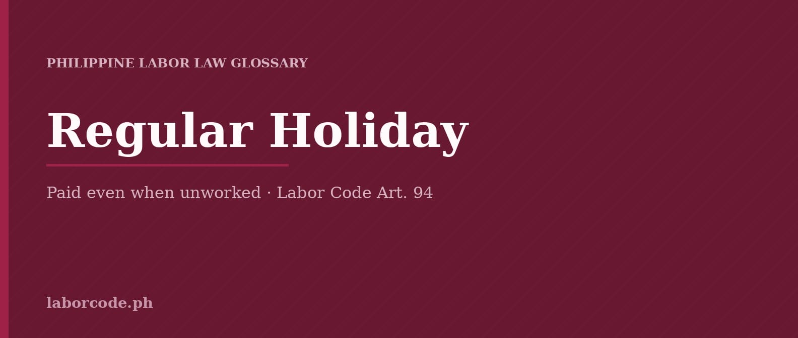 Featured graphic for Regular Holiday in the LaborCode.ph Philippine labor law glossary.