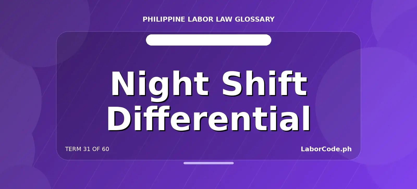 Featured graphic for Night Shift Differential in the LaborCode.ph Philippine labor law glossary.