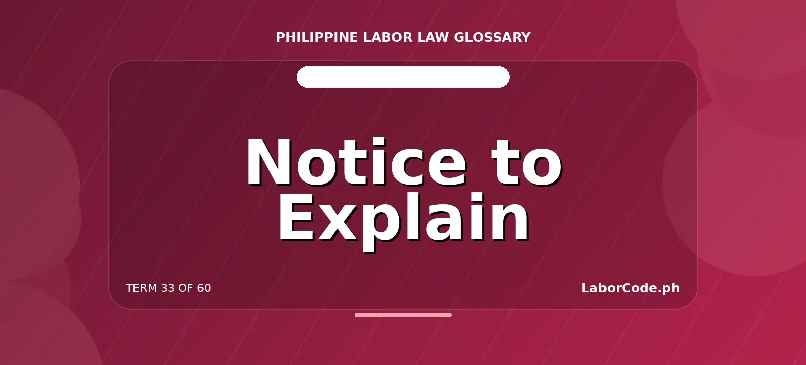 Featured graphic for Notice to Explain in the LaborCode.ph Philippine labor law glossary.