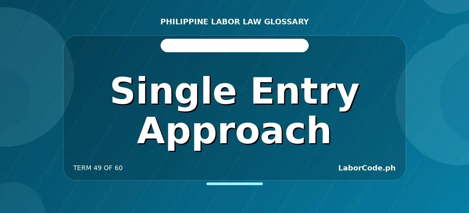 Featured graphic for Single Entry Approach in the LaborCode.ph Philippine labor law glossary.