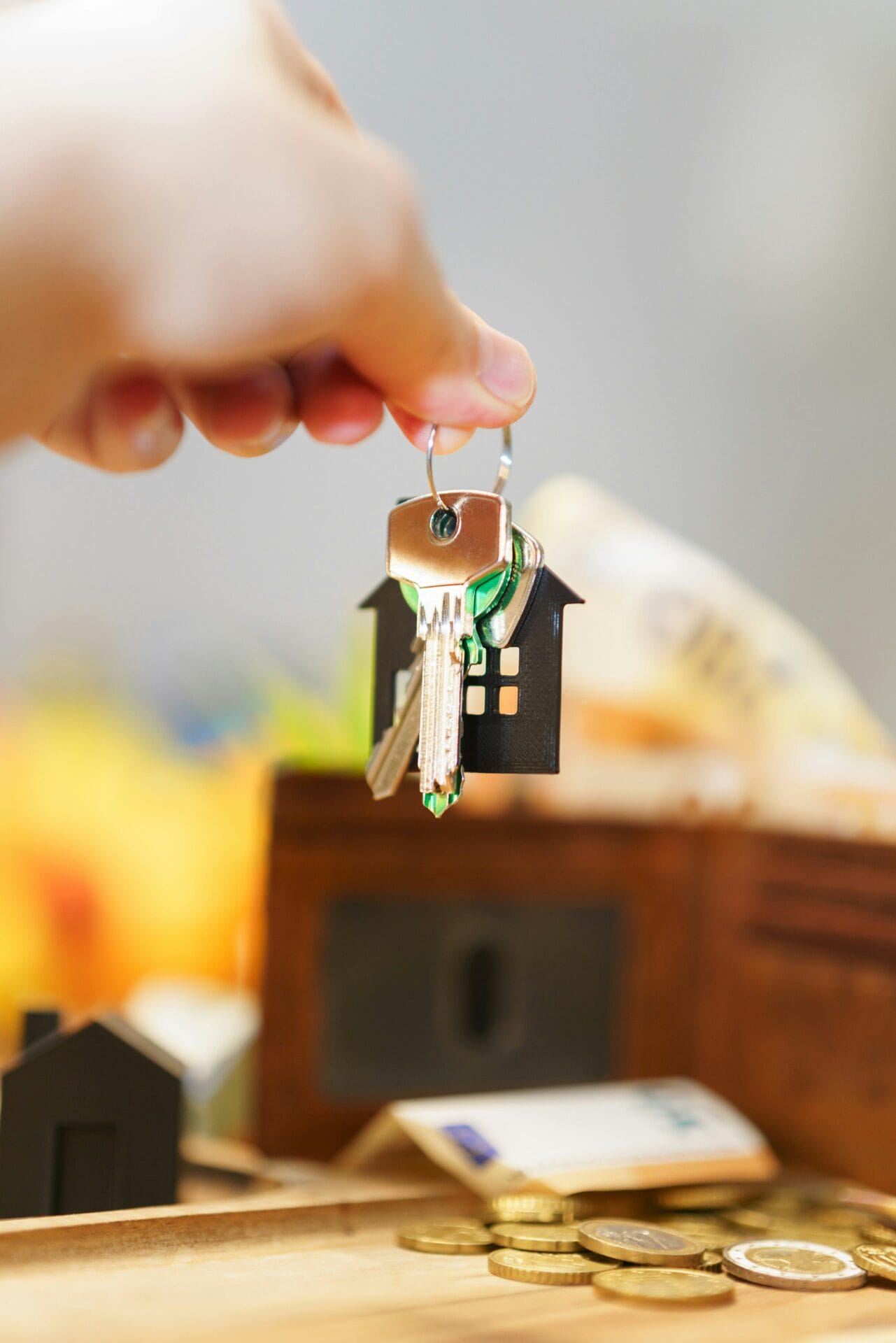 Hand holding house keys with money, representing Pag-IBIG Fund housing contributions in the Philippines