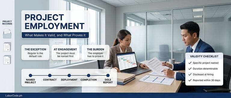 Project employment guide: the Article 295 exception, the engagement-time rule, and the 30-day DOLE termination report