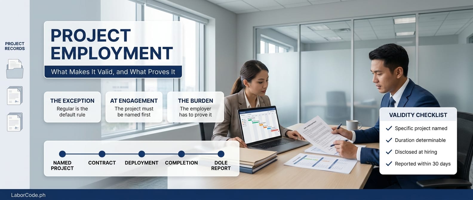 Project employment guide: the Article 295 exception, the engagement-time rule, and the 30-day DOLE termination report