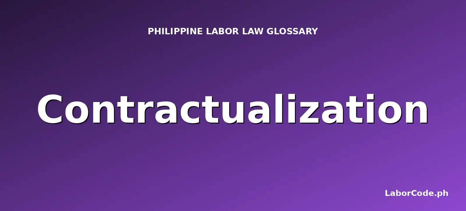 Featured graphic for Contractualization in the LaborCode.ph Philippine labor law glossary.